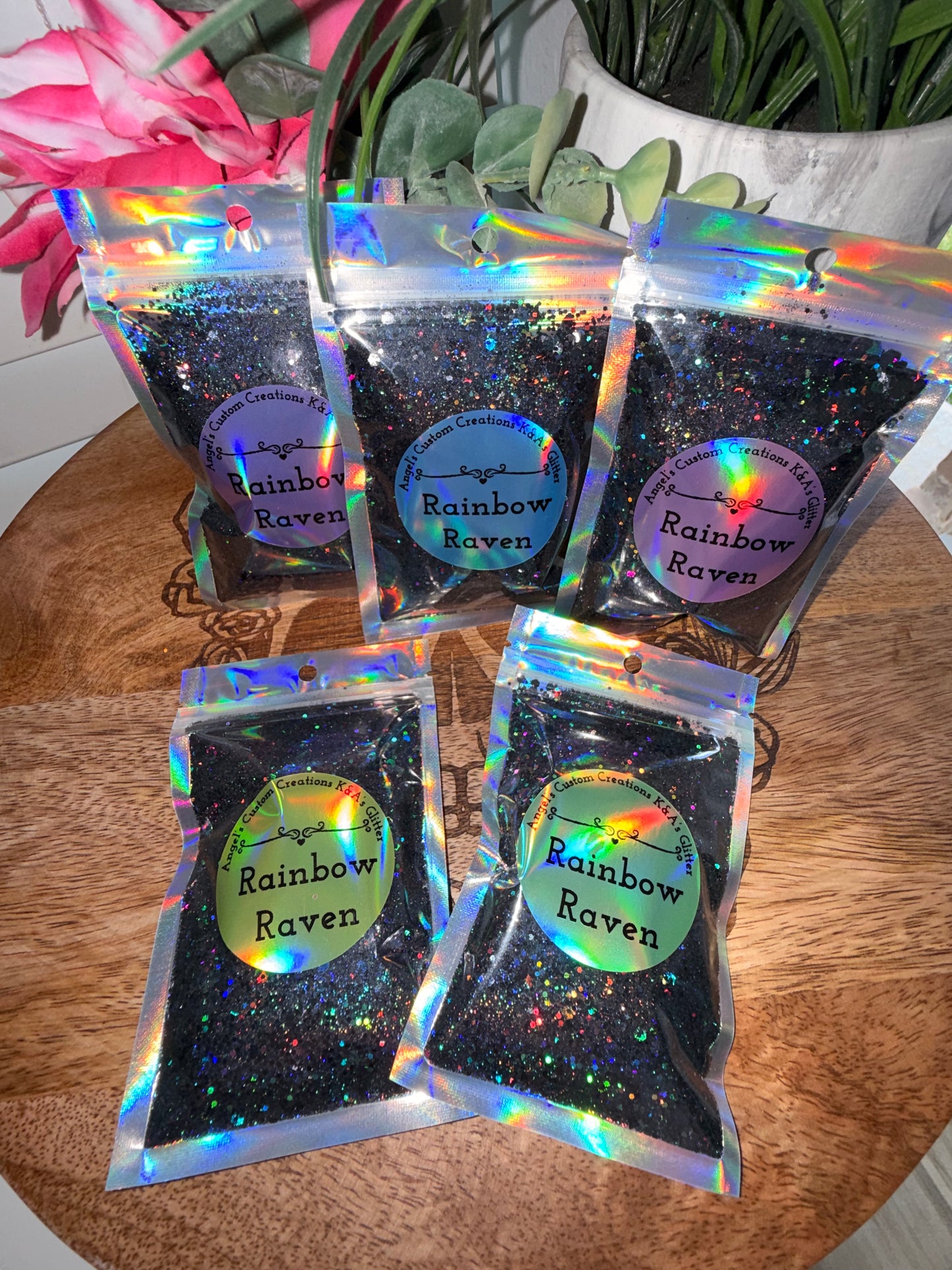 Rainbow Raven Glitter Sample