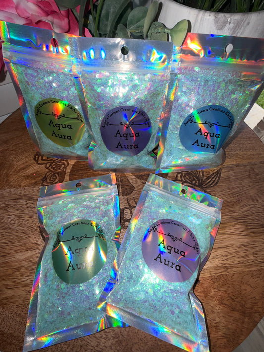 Aqua Aura Glitter Sample